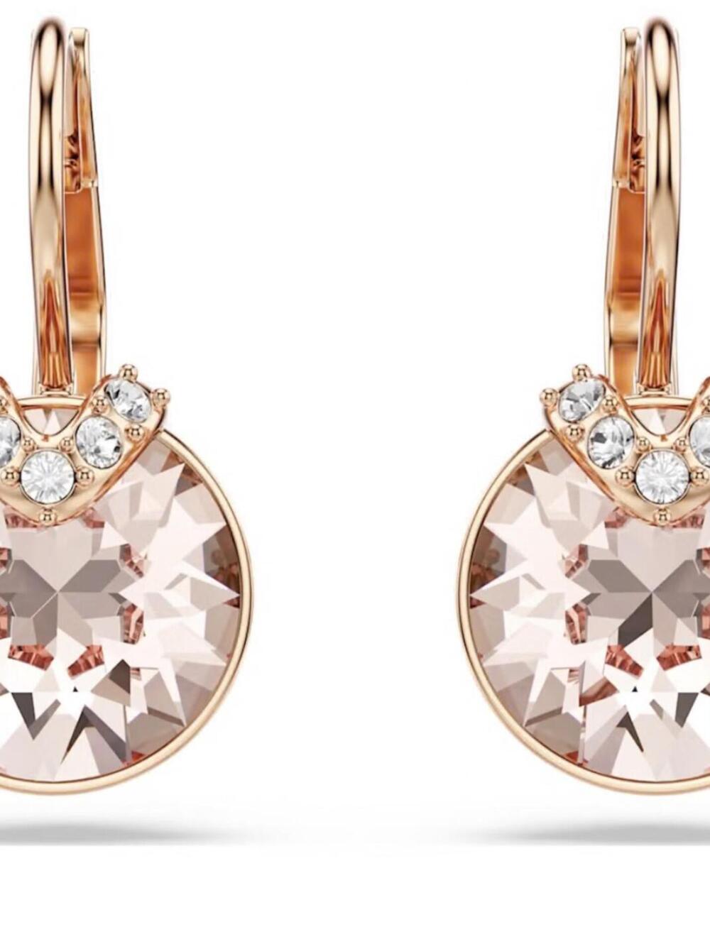 Swarovski Rose Gold Plate Champagne Crystal Large Earrings